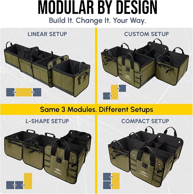 4-Section Extra Large Trunk Organizer – Heavy Duty 1680D, Collapsible & - Image 2