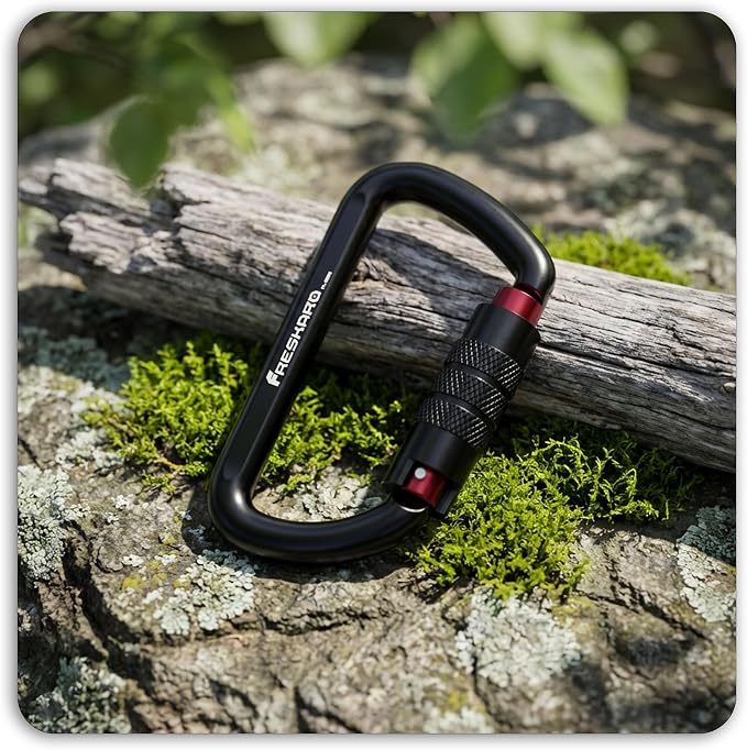 FresKaro 3inch 12kN-2698lbs Auto Locking Carabiner Clips, Solid D Shape - Image 6