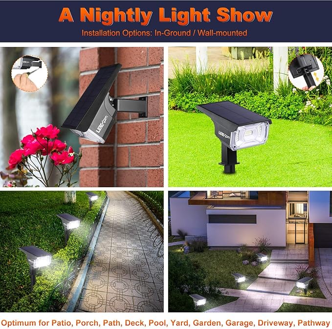 LEREKAM Solar Spot Lights, IP65 Waterproof 40 LEDs Landscape Spotlights - Image 3