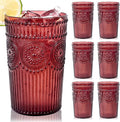 Ciaell 12 Pack Romantic Plastic Water Glasses - 14 Oz Burgundy Vintage Drinking by Ciaell