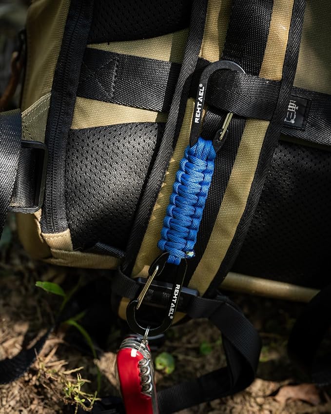 Paracord Braided Carabiner Keychain Lanyard Strap, Hanger Stroller Hook w/2 - Image 6