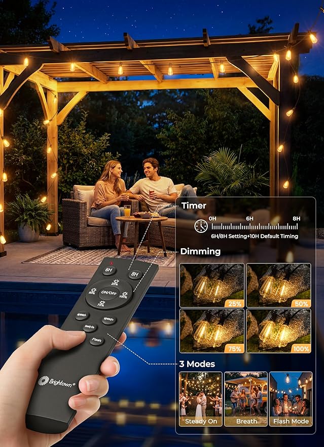 Brightown 108FT Solar String Lights Outdoor Waterproof, Patio Lights - Image 5