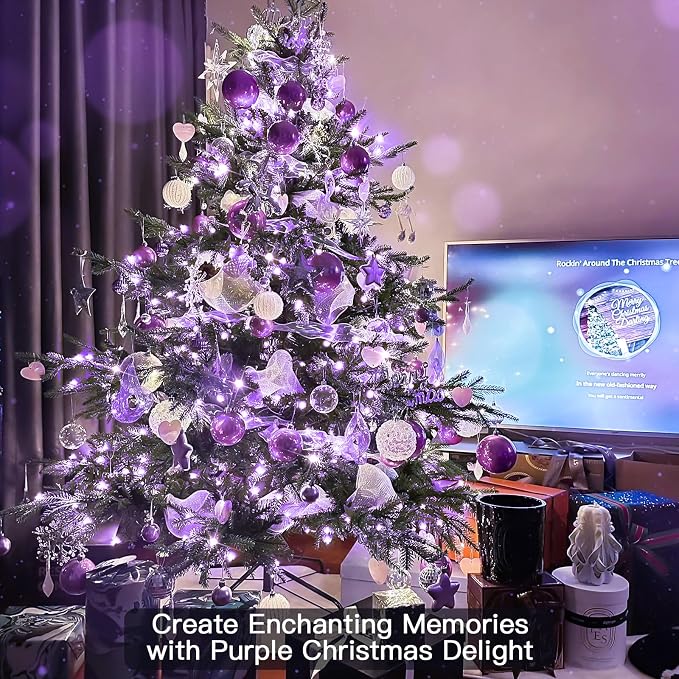 suddus Hallowee Purple Lights Battery Operated, 66ft 200 LED Twinkle Lights - Image 9