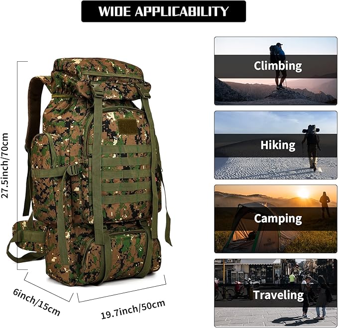 Hiking Backpack for Men 70L/100L Camping Backpack Military Rucksack Molle 3 - Image 6