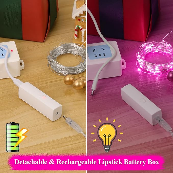 Lakumu Rechargeable String Lights Battery Operated, Battery Powered Copper Wire - Image 3