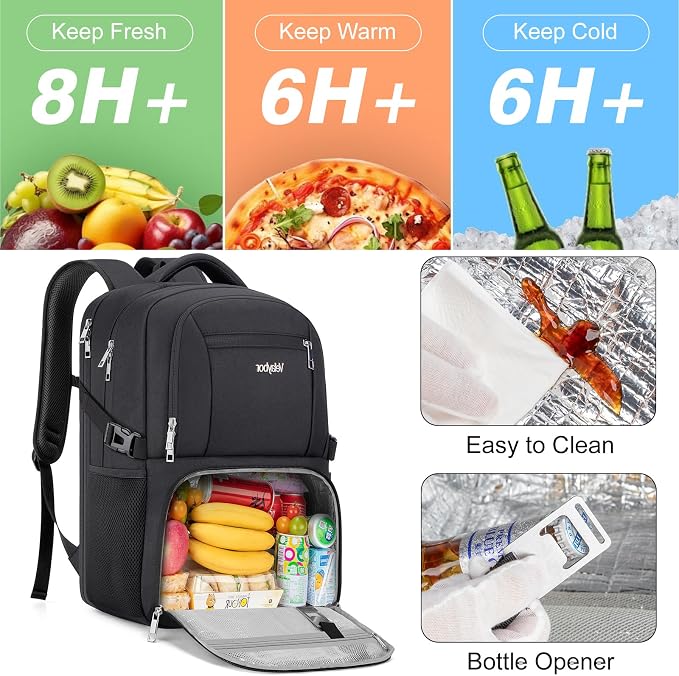 Insulated Lunch Backpack Fit 17" Laptop, Work Backpack - Image 4