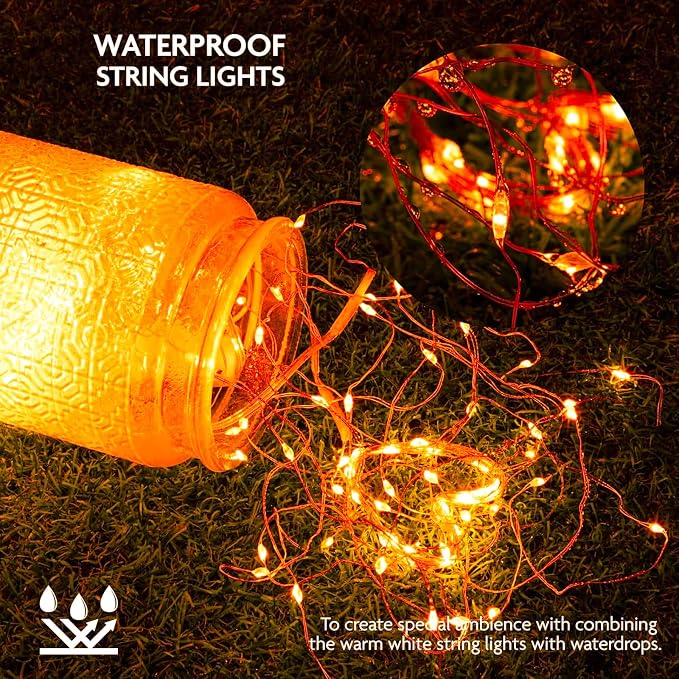 12 Pack Orange Fairy Lights Battery Operated String Lights, 7ft 20 Led - Image 4