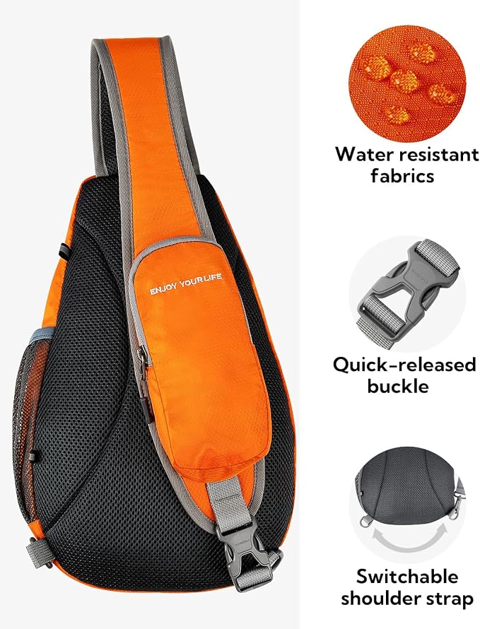 WATERFLY Crossbody Sling Bag Small Water Resistant Backpack Lightweight - Image 3