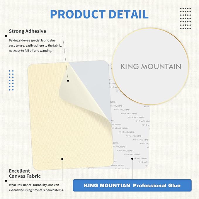 KING MOUNTAIN Canvas Repair Patch 9 x11 Inch 2 Pcs Self-Adhesive Waterproof - Image 3