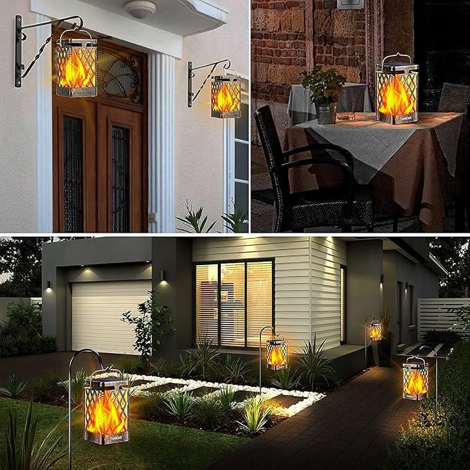 TomCare Solar Lights Outdoor Flickering Flame Solar Lantern Outdoor Hanging - Image 7