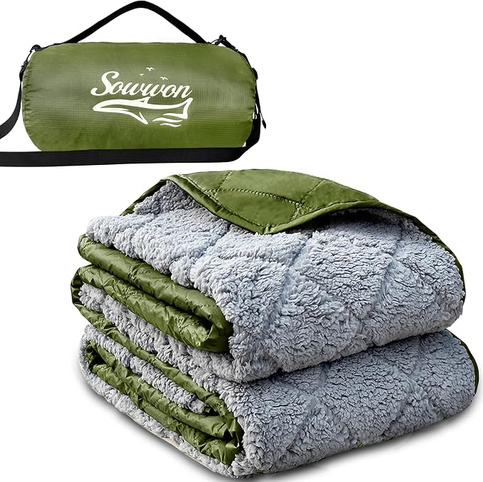 Waterproof Outdoor Blanket 82”X 55” Packable, Stadium Blankets by sowwon