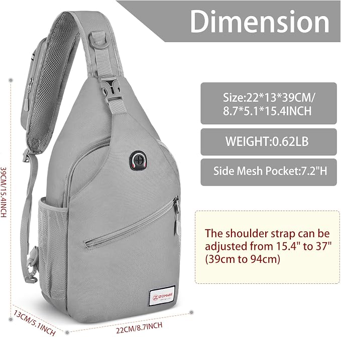 ZOMAKE Sling Bag, Small Crossbody Sling Backpack, Water Resistant Shoulder - Image 2