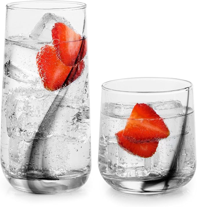 Libbey Ascent Black Ribbon 16 Piece Tumbler and Rocks Glass Set by Libbey