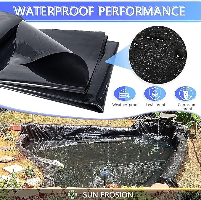 ToLanbbt Pond Liner 15 FT x 15 FT HDPE Pond Liners, 20 Mil UV Resistant - Image 4