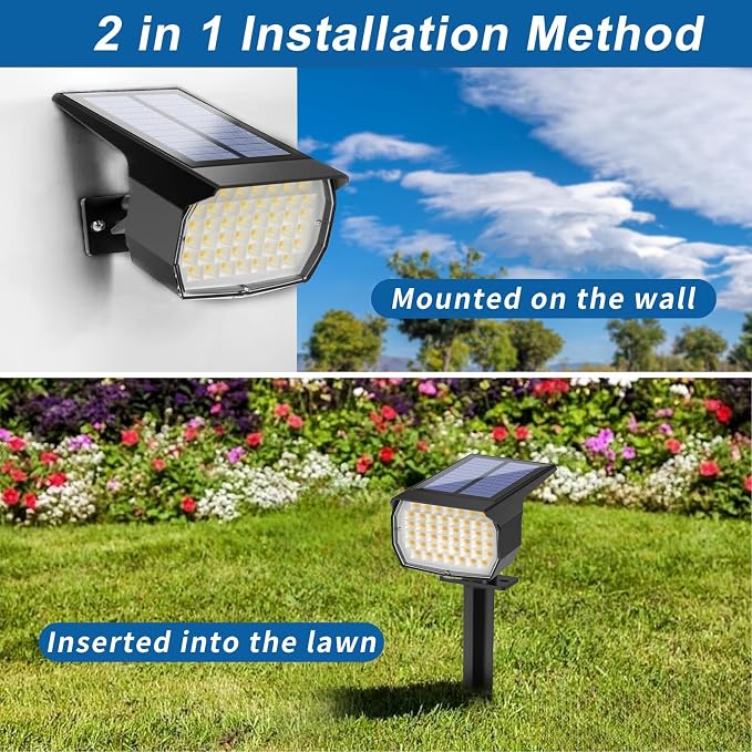 WENATY Solar Spot Lights Outdoor Waterproof IP65, 2 Pack Landscape Spotlights - Image 5