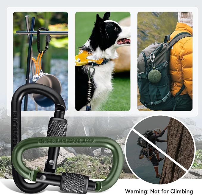 Carabiner Clip, Key Hooks for Keychain Aluminum D Ring Shape Carabiner - Image 3