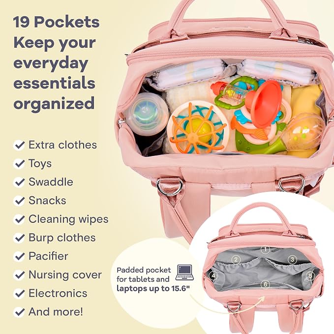 RUVALINO Diaper Bag Backpack, Maternity Baby Changing Bags - Image 4