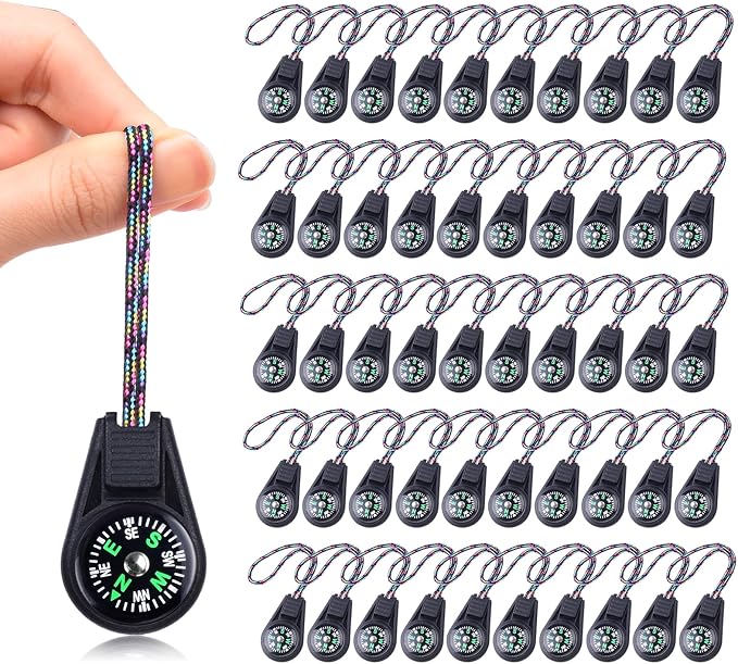 50 Pack Compass for Kids Mini Compasses Bulk Kids Toy Compass for Party by CooBigo