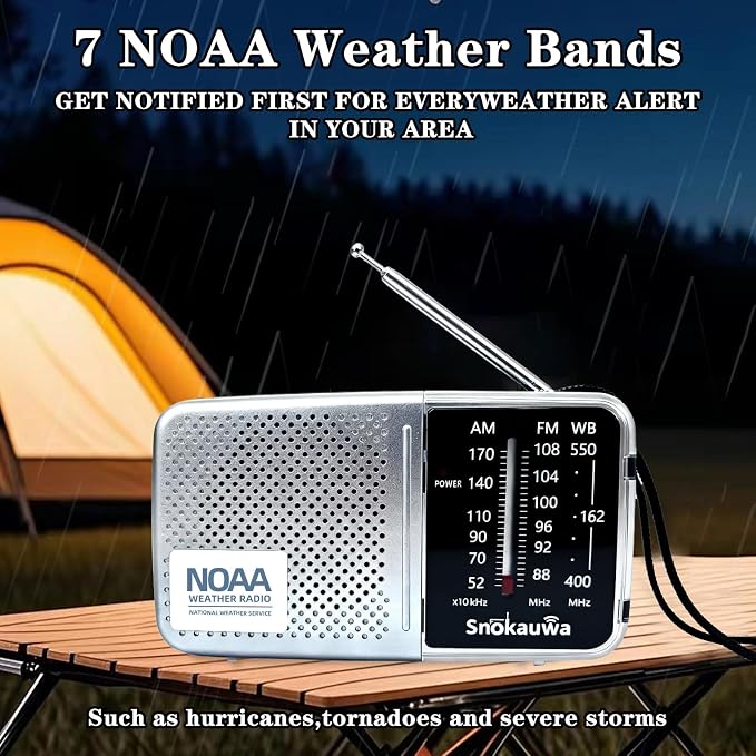 Portable AM FM Transistor Radio Battery Operated, NOAA Weather Radio - Image 2