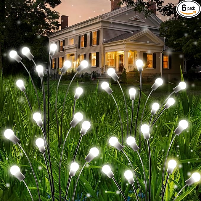 OZS 6 Pack Total 48 LED Solar Firefly Lights Fairy Outdoor by OZS