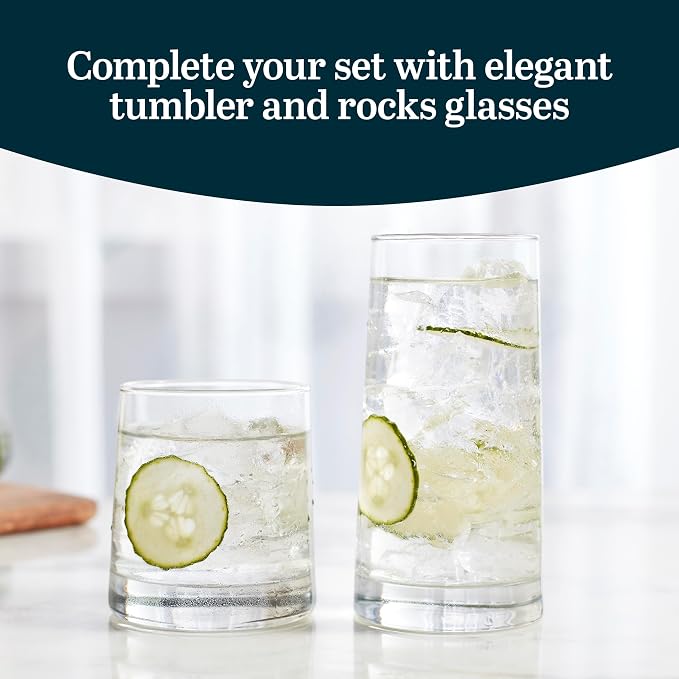 Libbey Cabos 16-Piece Rocks and Tumbler Glasses Set, Angled Glass Cups Set - Image 2