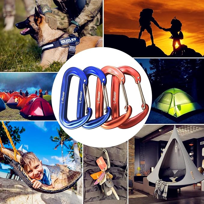 L-Rover Carabiner, 12KN Lightweight Heavy Duty Carabiner Clips, Aluminium - Image 7