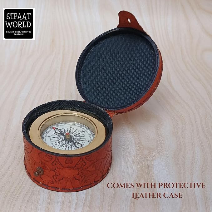 Vintage Brass Compass with Wooden Box – Antique Navigation Compass - Image 3