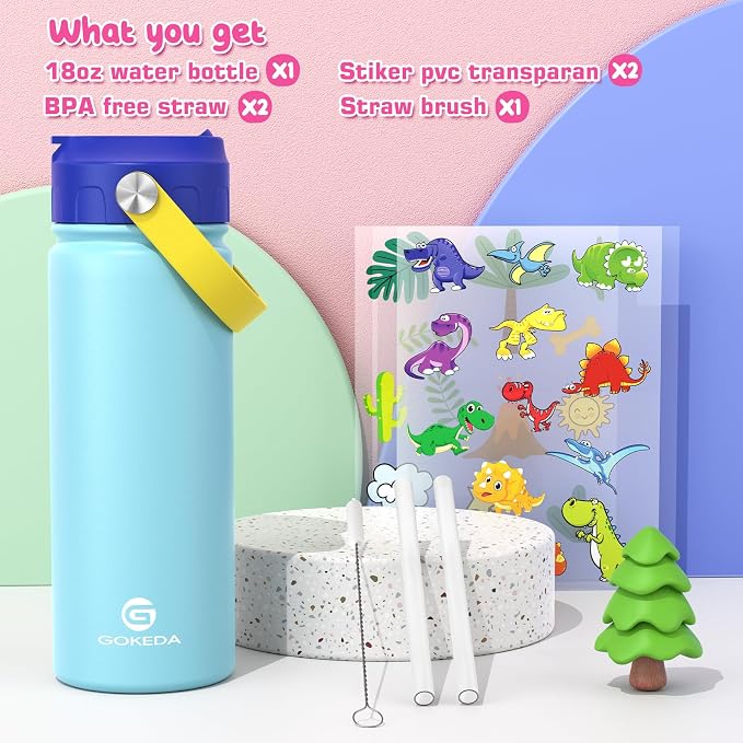 GoKEDA 18oz Kids Water Bottle, Insulated Bottles - Image 2