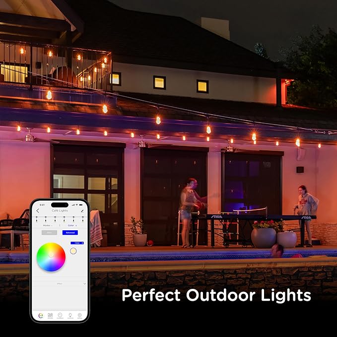 Enbrighten Vibe Vintagе Outdoor String Lights 2, 12 RGBWIC Shatterрroof Acrylic - Image 4