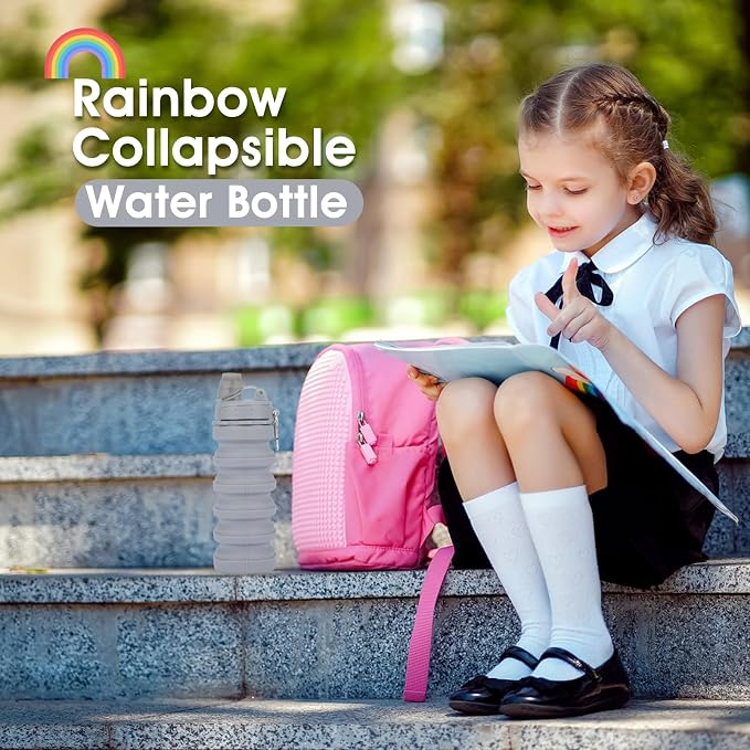 Collapsible Water Bottles for Kids, Reusable BPA Free Silicone Foldable Sports - Image 5