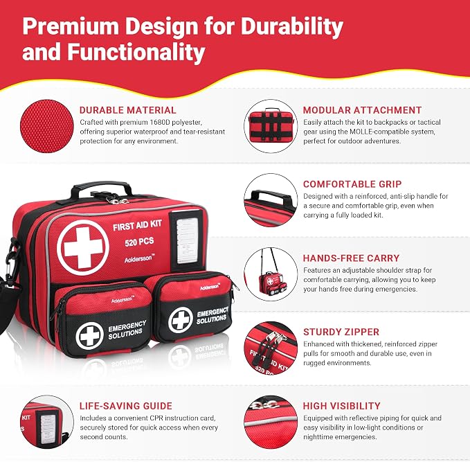 520 Piece Large First Aid Kit – Emergency Survival Kit - Image 4