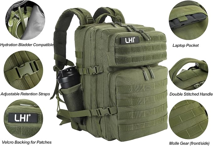 LHI Military Tactical Backpack for Men and Women 45L Army 3 Days Assault Pack - Image 7