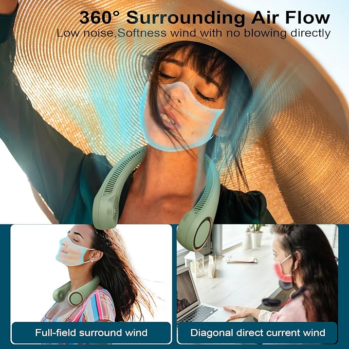 CIVPOWER Neck Fan: Portable Personal Neck Cooling Rechargeable Bladeless Fan - Image 2