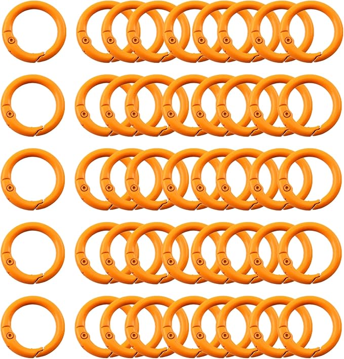 Carabiner Clip 48Pcs Orange Metal Key Ring Clip Circle Keychain Rings Bulk by KJMLDIY