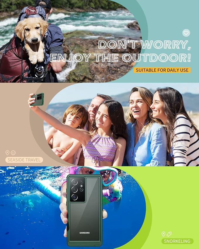 Lanhiem for Samsung Galaxy S23 Ultra Case, IP68 Waterproof Dustproof Case - Image 7