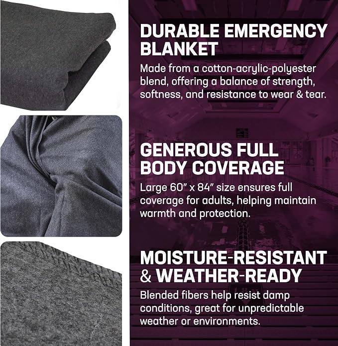 Kemp USA Emergency Relief Blanket Gray 60 x 84 Inch Multipurpose Disaster - Image 4