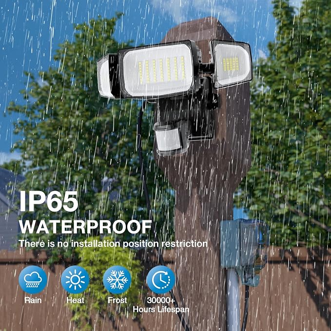 Olafus 70W Motion Sensor Outdoor Light Plug in, Motion Flood Light Dusk to Dawn - Image 5