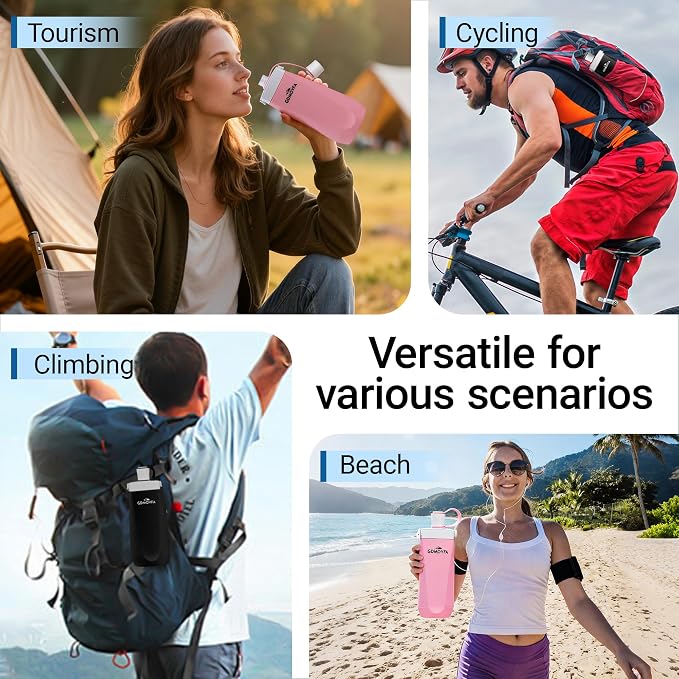 Collapsible Water Bottles, 20oz Reusable Silicone Foldable Water Bottle - Image 5