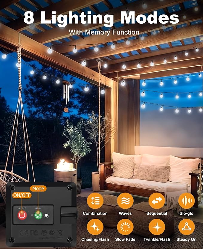 btfarm 4 Pack Solar String Lights Outdoor Waterproof, Each 49 FT 50 LED Solar - Image 5