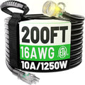 POWGRN 200FT 16 Gauge Black Outdoor Extension Cord Waterproof, 3 Prong Flexible by POWGRN