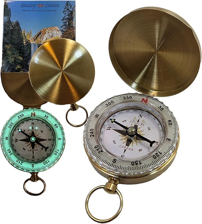 Glow in the Dark Brass Pocket Compass by StanleyLondon