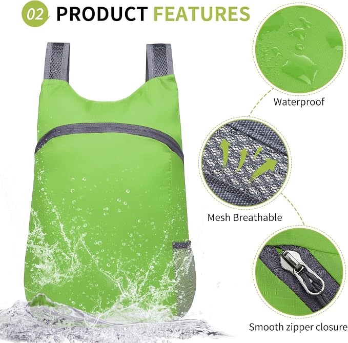 20L Ultra Hiking-Daypack Lightweight Foldable Travel Packable Backpack - Image 4