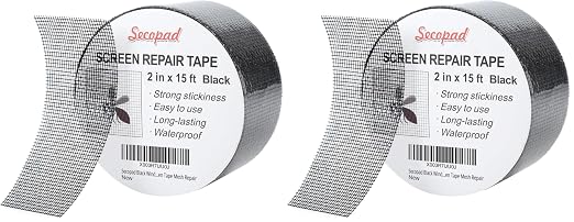 Secopad Black Window Screen Repair Tape, 2 in X 15 FT Screen Repair Kit by Secopad