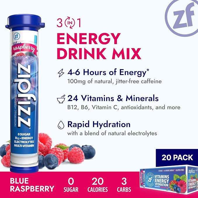 Zipfizz Daily Energy Drink Powder, 20 Pack | 3-in-1 Sustained Energy, Rapid - Image 2