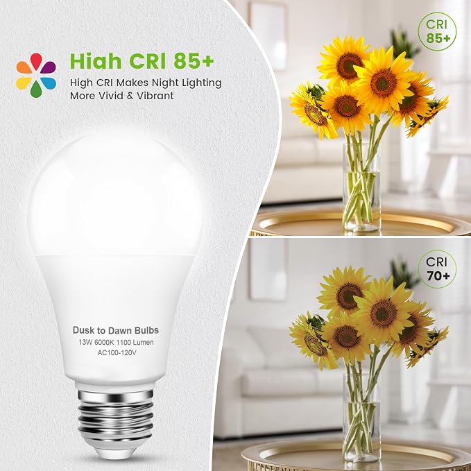 OHLUX Dusk to Dawn Outdoor Light Bulb, 13W 60W Equivalent Energy Saving A19 E26 - Image 5