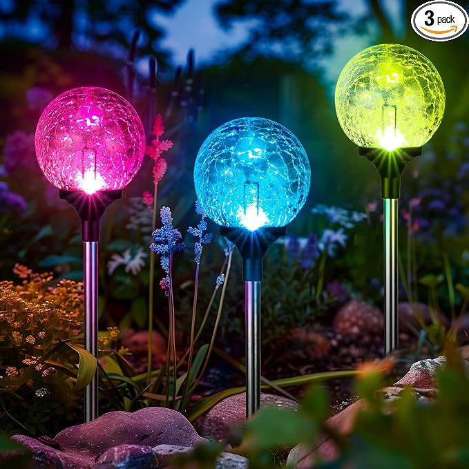 GIGALUMI Solar Garden Lights 3 Pack, Solar Lights Outdoor Decorative Waterproof by GIGALUMI