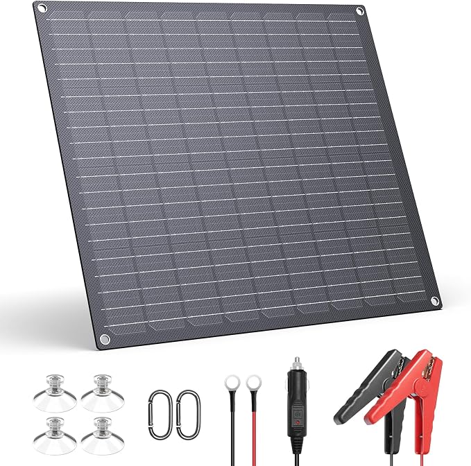 ZOUPW 30W 12V Solar Battery Charger, 12V Solar Battery Maintainer Trickle by ZOUPW