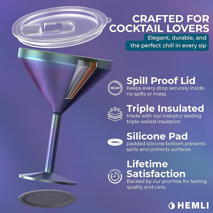 Martini Glass, Stainless Steel Insulated Martini Tumbler, Cocktail Cup - Image 3
