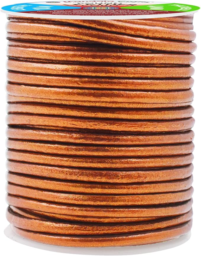 Mandala Crafts Round Genuine Copper Leather Cord - Image 2