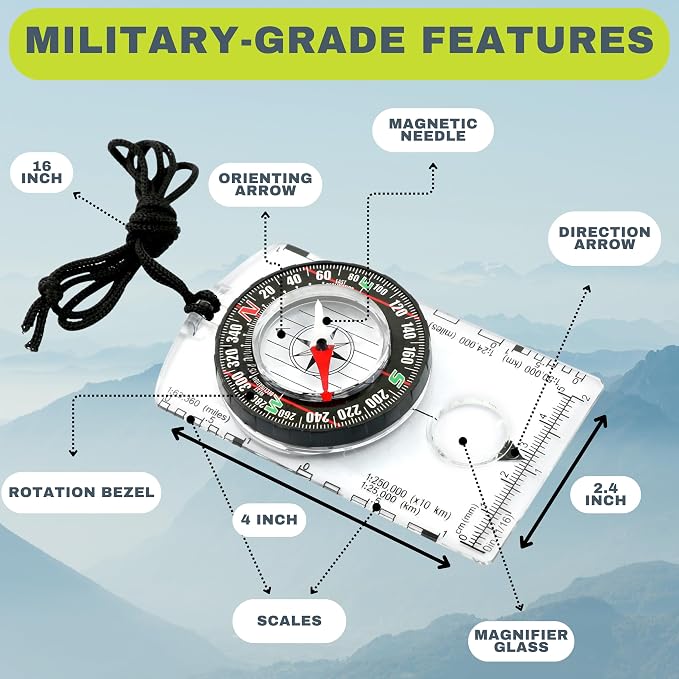 Trekker's Compass Crew Orienteering Compass, Magnetic Navigation Set - Image 5
